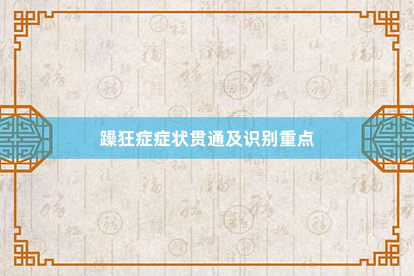 躁狂症症状贯通及识别重点